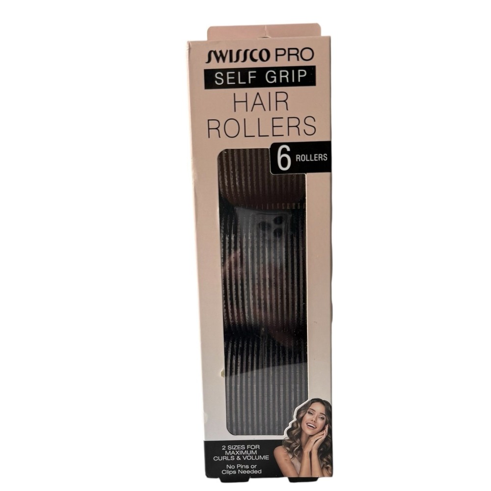 Set of 6 Swissco Pro Self Grip Hair Rollers - 2 Sizes For Maximum Curls & Volume